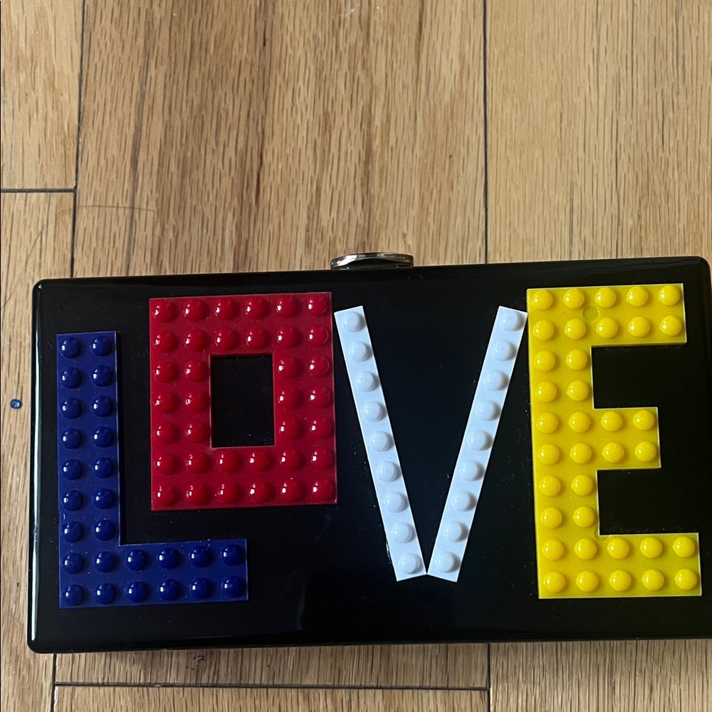 Black Clutch with Colorful 'LOVE' Stud Design